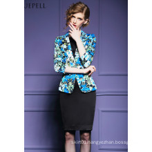 New Design Floral Print Hot Ladies Overcoat for Career Women